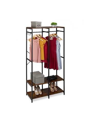 relaxdays Garderobe in Schwarz/ Braun - (B)94,5 x (H)180 x (T)40 cm