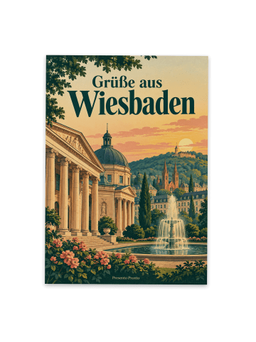 Bildkarte Wiesbaden nostalgisch Design mit Spruch in Weiß