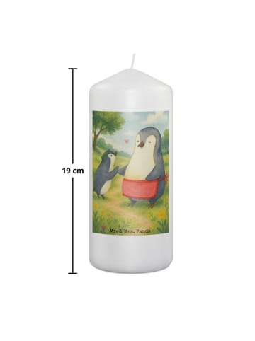 Mr. & Mrs. Panda Kerze Pinguin mit Kind Design ohne Spruch in Weiß