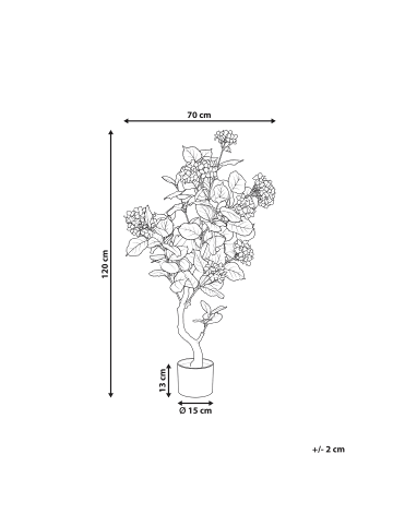 Beliani Kunstpflanze HORTENSIUM in Rot/Grün - (W) 70 x (H) 120 x (L) 70 cm
