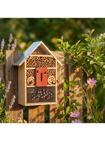 relaxdays Insektenhotel in Natur/ Silber - (B)30 x (H)40 x (T)8 cm
