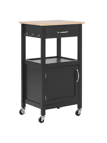 Beliani Servierwagen SIENA in Schwarz/Braun - (W) 48 x (H) 89 x (L) 39 cm