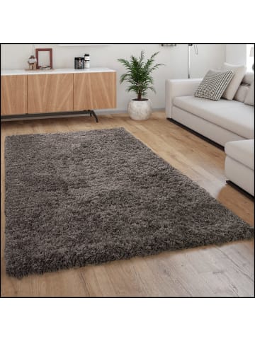 KADIMA DESIGN Hochflor Teppich Shaggy Unifarben Schlafzimmer in Anthrazit