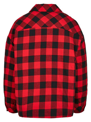 Urban Classics Urban Classics Damen Ladies Flanell Padded Overshirt in black/red