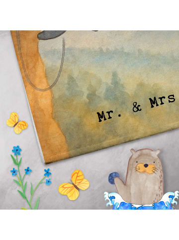 Mr. & Mrs. Panda Handtuch Gäste-WC Panda Klettern Design mit Spruch in Weiß