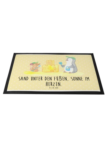 Mr. & Mrs. Panda Schmutzmatte Sommer Meer Strand mit Spruch in Gelb Pastell