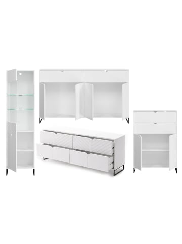Feldmann-Wohnen Wohnzimmer-Set 4-teilig Caseres weiß 444 / 38 / 184cm