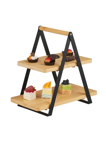 relaxdays Etagere in Natur/ Schwarz - (B)34 x (H)33 x (T)19 cm
