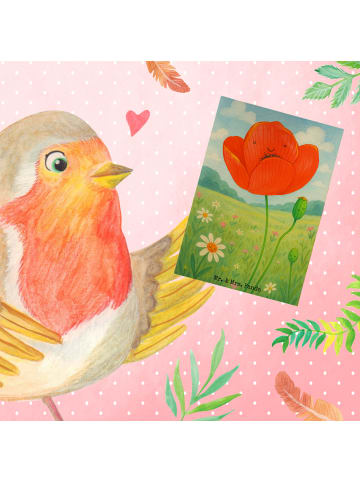 Mr. & Mrs. Panda Beileidskarte Blume Mohnblume Design ohne Spruch in Weiß