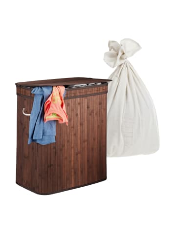 relaxdays Wäschekorb in Dunkelbraun - (B)52 x (H)63 x (T)32 cm