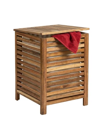 relaxdays Wäschetruhe in Braun/ Weiß – (B)45 x (H)65,5 x (T)45 cm
