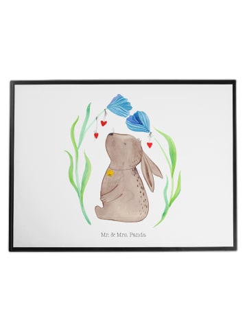 Mr. & Mrs. Panda Tischschutzmatte Hase Blume ohne Spruch in Weiß