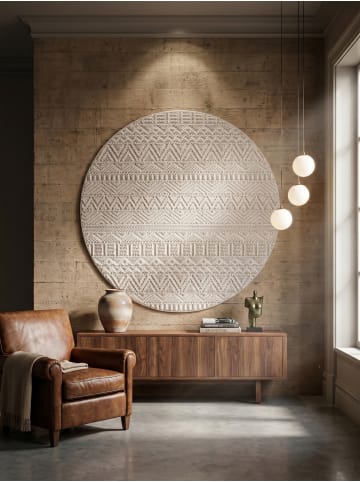 KADIMA DESIGN Flachgewebe-Teppich Ethno Streifen Boho Pflegeleicht in Creme