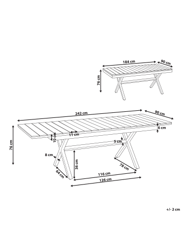 Beliani Esstisch FANES in Braun/Grau - (W) 90 x (H) 76 x (L) 184 cm