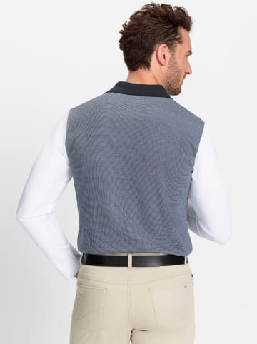 WITT WEIDEN Langarm-Poloshirt in marine-bedruckt