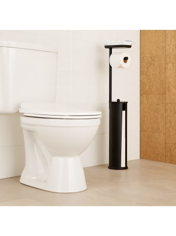 relaxdays Toilettenpapierhalter in Schwarz - (B)22 x (H)91 x (T)14 cm