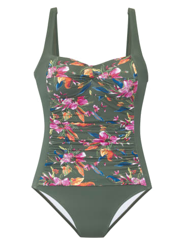 LASCANA Badeanzug in oliv bedruckt