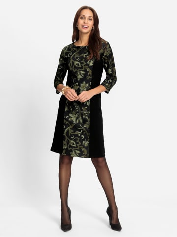 WITT WEIDEN Jersey-Kleid in schwarz-oliv-bedruckt