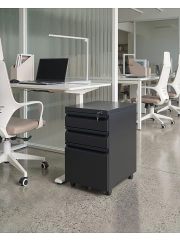 Beliani Büroschränke RECAMI in Schwarz - (W) 37 x (H) 61 x (L) 44 cm