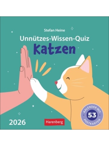 Harenberg Kalender - Unnützes-Wissen-Quiz Katzen Premium-Postkartenkalender - Kalend