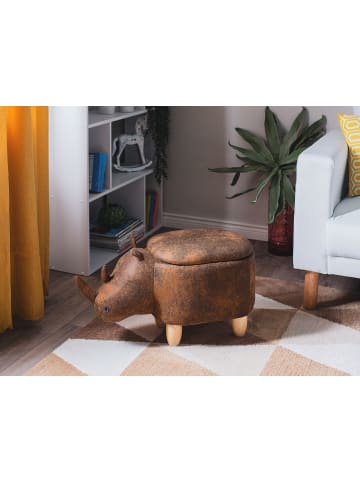 Beliani Tierhocker RHINO in Braun/Braun - (W) 60 x (H) 35 x (L) 32 cm