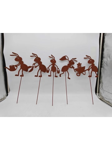 UNUS Gartenstecker Ameisen Gärtner 5er Set in Rost