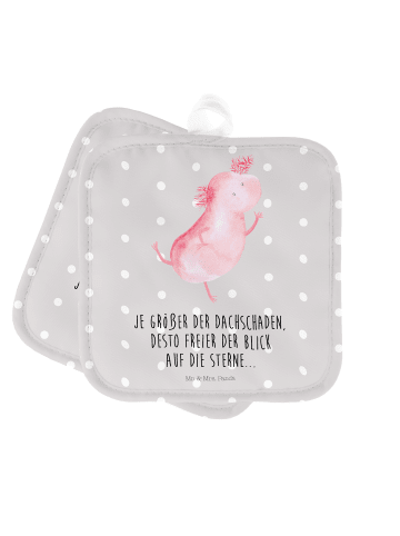 Mr. & Mrs. Panda Topfuntersetzer Axolotl Tanzen mit Spruch in Grau Pastell