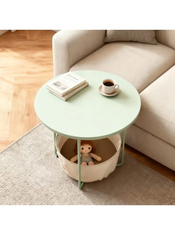 relaxdays Beistelltisch in Salbeigrün/ Cremeweiß - (H)50 x Ø 45 cm
