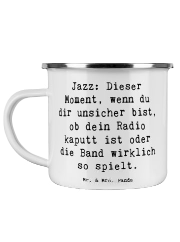 Mr. & Mrs. Panda Camping Emaille Tasse Spruch Jazz Momente mit S... in Weiß