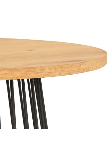 home24 home24 Couchtisch aus furniertem MDF & lackiertem Metall in Eiche / Schwarz, 80 x 42 x 80 cm in Eiche