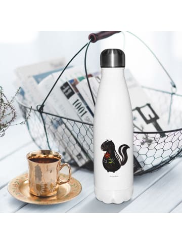 Mr. & Mrs. Panda Isolierflasche Stinktier Blume ohne Spruch in Weiß