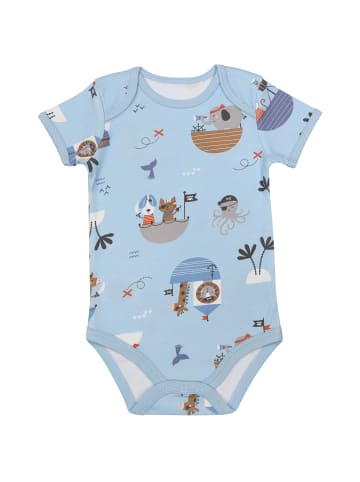 Schlummersack Bio Baby-Bodys kurzarm 5er-Pack in Hellblau-Rot