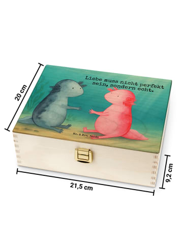 Mr. & Mrs. Panda teekiste holz Axolotl Liebe Design mit Spruch in Weiß