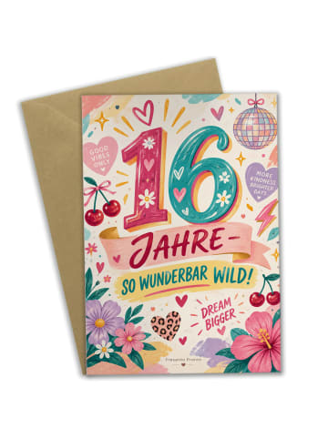 Geburtstagskarte 16. Geburtstag Zahl verspielt ... in Weiß