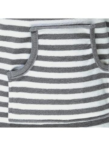 Erwin Müller Frottier Kinder-Poncho Streifen mit Kapuze in hellgrau
