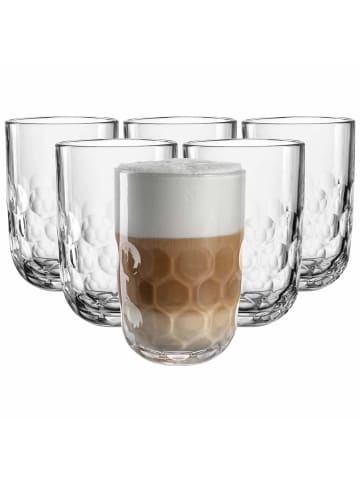 LEONARDO 6er Set Latte Macchiato Gläser (1) Gocce in Transparent 390 ml in transparent