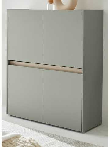 Furn.Design Highboard in Salbei Grün mit Eiche, 4-türige Kommode mit 8 Fächern, 100 x 120 cm