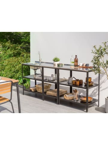 Beliani 2er-Set Gartenküche VILAMA in Schwarz/Silber