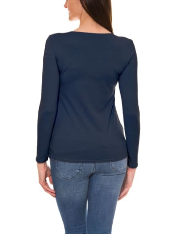Alkato Alkato Damen Langarm Shirt mit O-Ausschnitt in dunkelblau