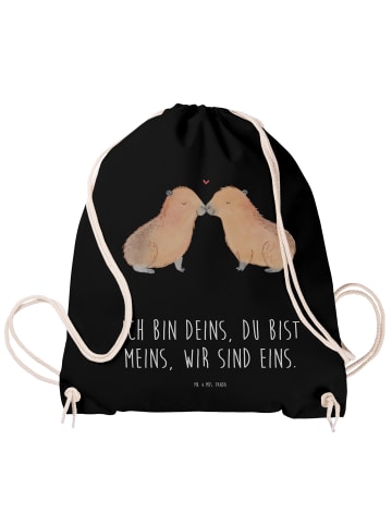 Mr. & Mrs. Panda Jutebeutel Capybara Liebe mit Spruch in Schwarz
