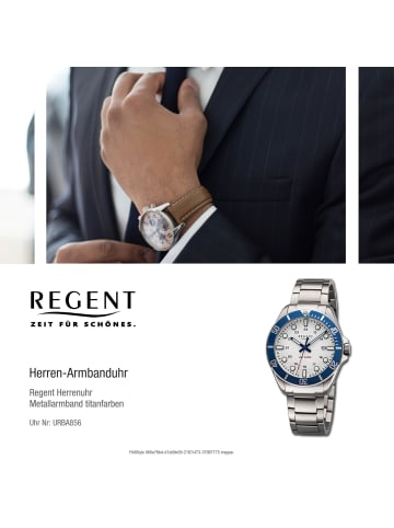 Regent Armbanduhr-Analog titanfarben, silber groß (ca. 40mm) Regent Titan-Uhren