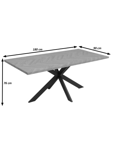 MCW Esszimmertisch O55 Industrial MDF Metall 180cm, Walnuss-Optik