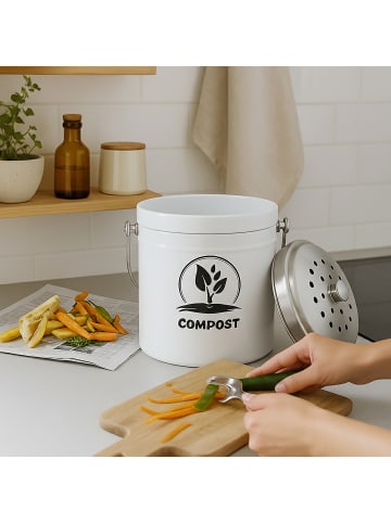 relaxdays Komposteimer in Weiß - 5 Liter