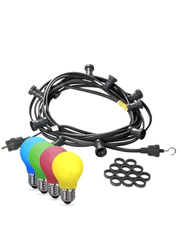 SPICELITE Garten Party Lichterkette Illu 40 bunte LED Tropfenlampen 20m schwarz