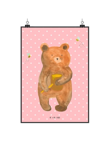 Mr. & Mrs. Panda Poster Bär Honig ohne Spruch in Rot Pastell