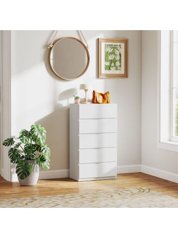 HOMCOM Kommode-55L x 33B x 80H cm-Weiß