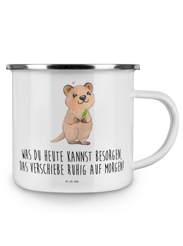 Mr. & Mrs. Panda Becher Emaille Quokka Happy mit Spruch in Weiß