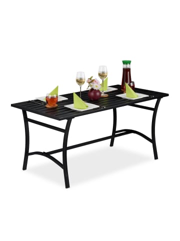 relaxdays Gartentisch in Schwarz - (B)120 x (H)55,5 x (T)60 cm