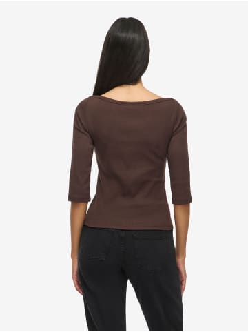 Noisy may Bluse mit 3/4 Ärmeln in Coffee Bean1