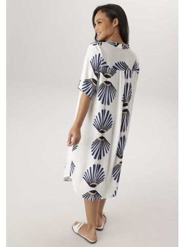 Aniston PLUS Blusenkleid in weiß-marine-blau-beige
